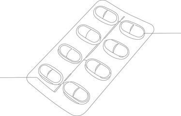 Minimalist Outline Blister Pack Medicine Pill Tablet Medication Healthcare Icon