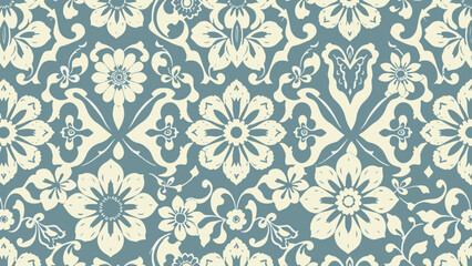 Blue and white damask vector seamless pattern. Vintage, paisley elements. Traditional, Turkish motifs. Great for fabric and textile, wallpaper, packaging or any desired idea.