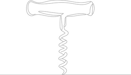 Simple Line Art Wine Corkscrew Hand Drawn Tool Icon Symbol