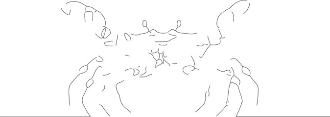 Sketchy Line Art Crab Silhouette of Marine Animal Seafood Element