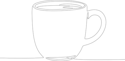 Minimalist Continuous Line Drawing of Ceramic Coffee Mug Drink Illustration
