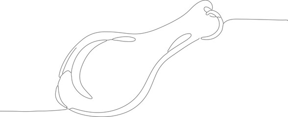 Minimalist Continuous Line Drawing of Fried Chicken Drumstick Food Illustration
