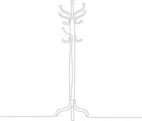 Minimalist Outline Drawing of Wooden Coat Rack Stand Furniture