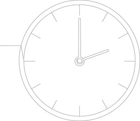 Simple Line Drawing Round Wall Clock Showing Time Illustration