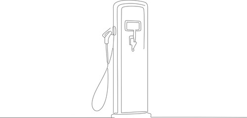 Line Art Electric Vehicle Charging Station Simple Outline Illustration Icon