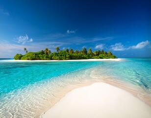 Fototapeta premium beautiful tropical maldives island with white sandy beach and sea