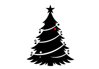 Obraz premium Stylized Black Christmas Tree with Musical Notes and Star.