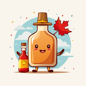 Petit personnage cartoon avec feuille d&rsquo;&eacute;rable