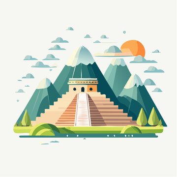 Illustration vectorielle minimaliste du Machu Picchu