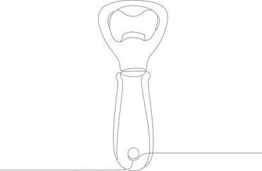 Minimalist One Line Drawing of Bottle Opener Kitchen Utensil Illustration