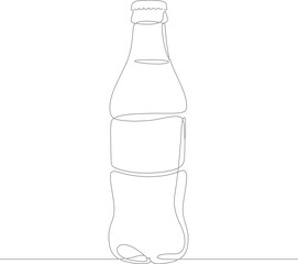 Minimalist Continuous Line Drawing of Classic Glass Soda Bottle Beverage