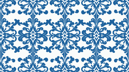 Vintage Floral patterns seamless background border embroidery ethnic batik retro. Flower motifs paisley batik. Blue silhouette  watercolour flowers ikat design hand drawn. Vector illustration. 