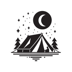 Minimal Mountain Camping Vector