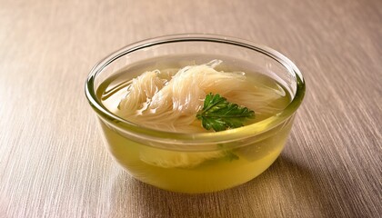 edible bird s nest soup in glass bowl