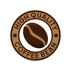 High quality coffee bean. Coffee shop logo. Retro badge coffee bean icon line stamp logo vector design in vintage hipster modern style, premium coffee shop bar brand symbol icon.