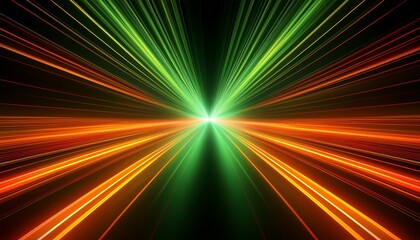 orange abstract motion effect laser background green motion light trails over black background abstract speed effect rays of light moving fast over dark background