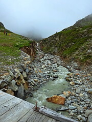 Austrian Alps - view of the Fernaubach stream on the way down from the Stubai Glacier in the Stubai Alps