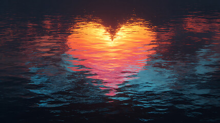 Heart of Light Sunset Reflections Over Water
