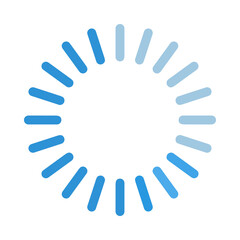 Circular loading indicator with blue bars on white background