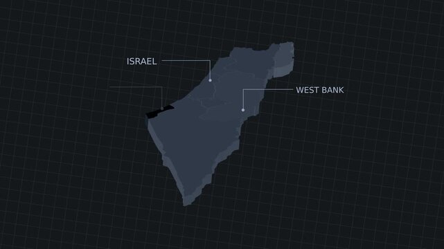 Map of Israel Palestine UI technology with glitch transition