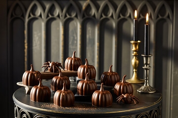 Halloween Chocolate Pumpkins and Spiders