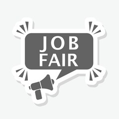 Job fair sign sticker isolated on gray background