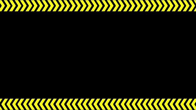 A black background with yellow chevron patterned borders on the top and bottom edges animation