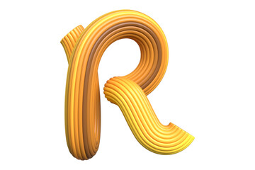 Sweet caramel style 3D typography letter R. High quality 3D rendering of a bold font character.