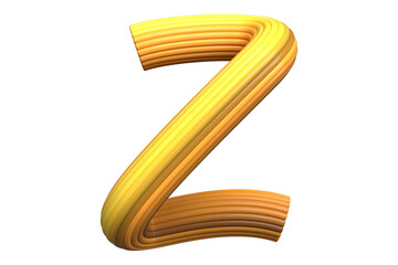 Creative knotted 3D font character Z. High quality 3D rendering playful typography element.