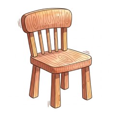 Watercolor Cartoon Wooden Chair