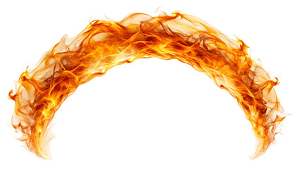 Arc of fire isolated on transparent background, creating a dramatic and powerful visual