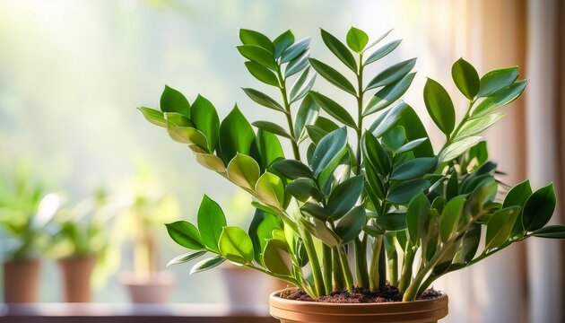 zamioculcas plant zamioculcas zamiifolia zanzibar gem zamiokulkas or zamia houseplant in flowerpot