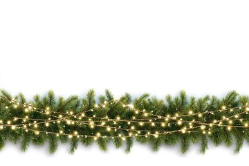 Bright holiday lights on evergreen branches creating a festive atmosphere for winter celebrations