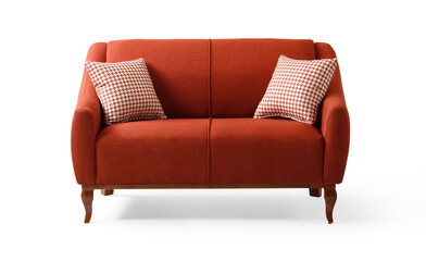 Comfortable sofa front view isolated on white background