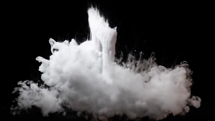 Abstract, ethereal musical note formed from a cloud of white smoke against a black background. - Powered by Adobe