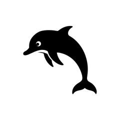 Fototapeta premium Silhouette of a jumping dolphin in black on transparent background