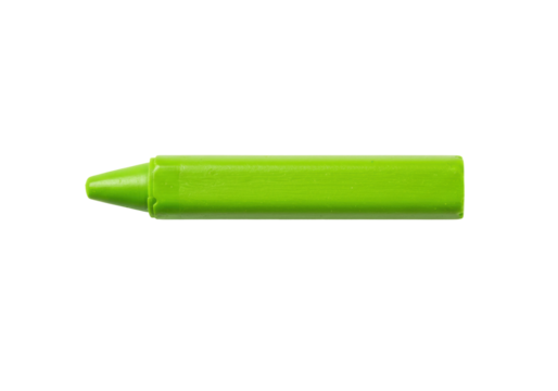 Isolated vivid green crayon, wax art supply for children, smooth color for school activity