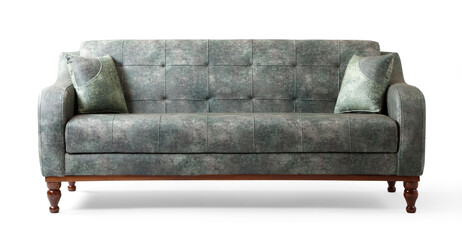 Comfortable sofa front view isolated on white background