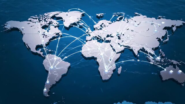 Animated Network of Packages on World Map