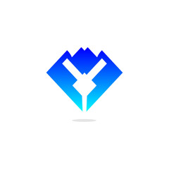 Obraz premium Blue Diamond Logo with Modern Symbol