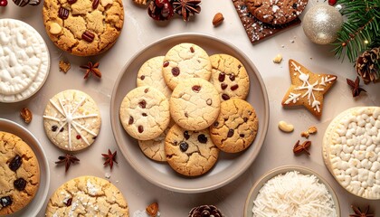 Assortment of festive Christmas cookies and holiday treats.