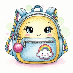 Adorable Watercolor Cartoon Backpack