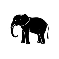 Obraz premium Silhouette of an african elephant standing on transparent background