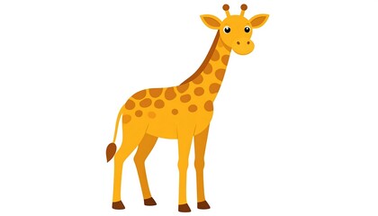 Obraz premium A cartoon illustration of a giraffe standing tall on a white background, with its long neck and spotted coat visible