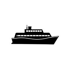 Obraz premium Silhouette of a passenger ship on the sea on transparent background