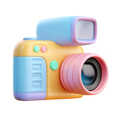 3D Camera Illustration  Cartoon Style with Isolated on Black.