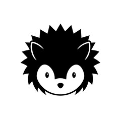 Fototapeta premium Illustration of a black and white hedgehog on transparent background silhouette