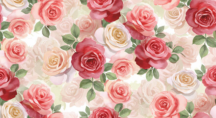 Elegant Pink and Peach Rose Pattern: Seamless Floral Design for Romantic Decor and Wedding Invitations