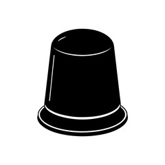 Silhouette of a black sewing thimble tool on transparent background