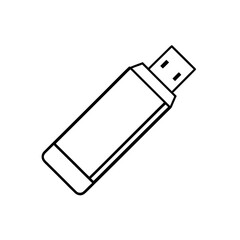 Outline drawing of a usb flash drive item on transparent background silhouette